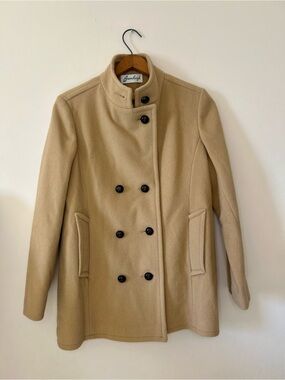 VTG 70s 80s Bromleigh 100% Wool Camel Double Breasted Pea Coat ILGWU USA M